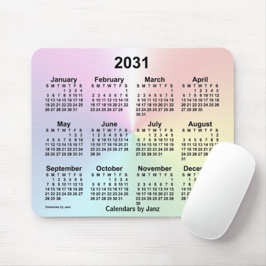 2031 Rainbow Cloud Calendar by Janz マウスパッド (マウス)