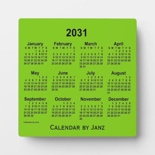 2031 Yellow Green Desk Calendar by Janz フォトプラーク (正面)