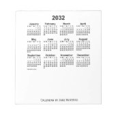 2032ホワイトカレンダーby Janz Notepad ノートパッド (正面)