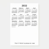 2032年ホワイトカレンダー(Janz Post-it Notes) ポストイット (正面)