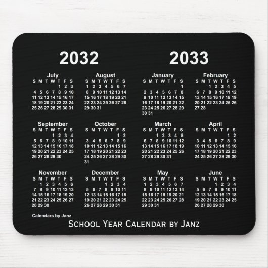2032年～2033年Neon School Year Calendar by Janz マウスパッド (正面)