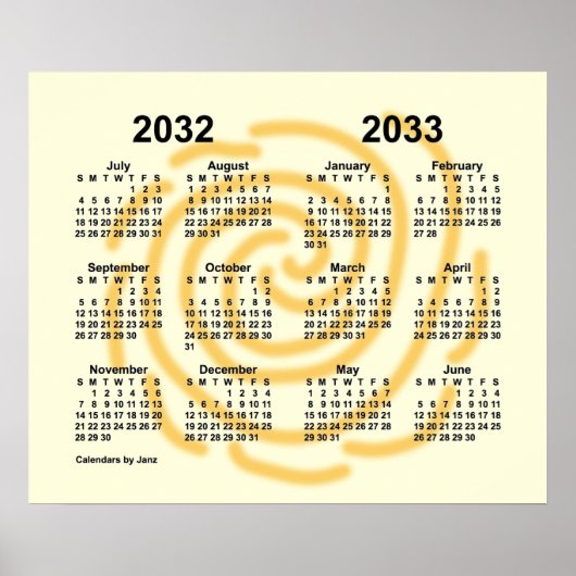2032-2033年 サニー・デイズ学園 年間カレンダー(ジャン著) ポスター (正面)