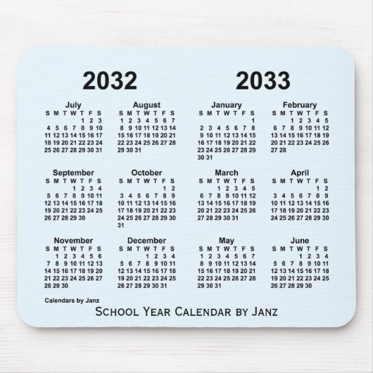 2032-2033 Alice Blue School Year Calendar by Janz マウスパッド (正面)