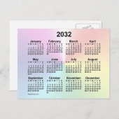 2032 Rainbow Cloud Mini Calendar by Janz ポストカード (正面/裏面)