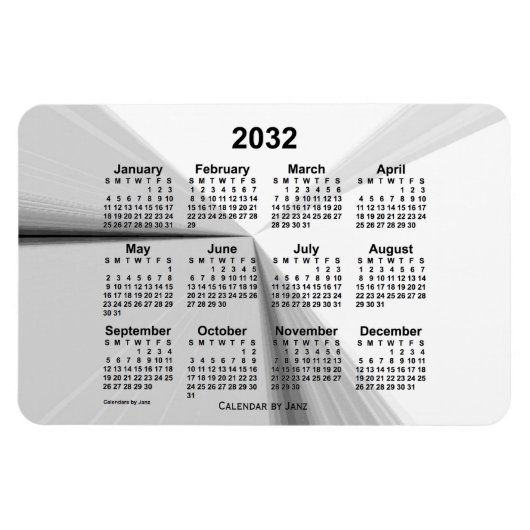 2032 Vanishing Smoke Calendar by Janz 4x6マグネット マグネット (横)