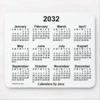2032白カレンダーby Janz Mouse pad マウスパッド | Zazzle.co.jp