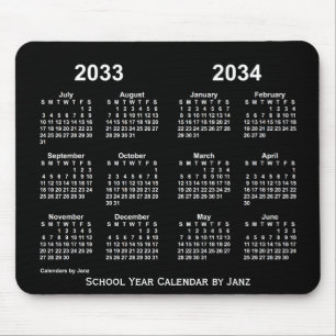 2033年~2034年ヤンツのネオン学年カレンダー マウスパッド
