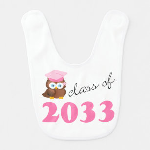 2033未来の大学院のフクロウの女の赤ちゃんのよだれかけのクラス ベビービブ