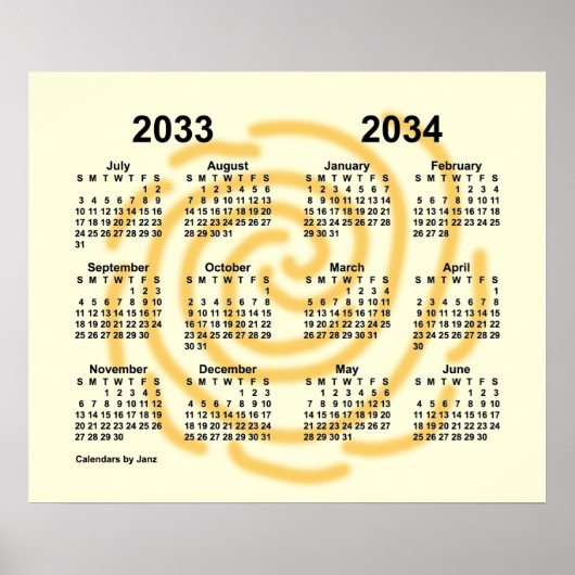 2033-2034年 晴天の日 学校カレンダー / Janz著 ポスター (正面)