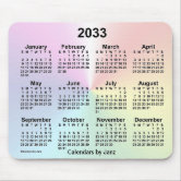 2033 Neon White 52週間ISOカレンダー(by Janz) マウスパッド | Zazzle