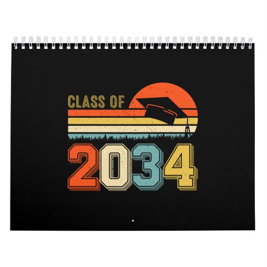 2034年のクラスは私と一緒に成長する前Kの大学院ヴィンテージ カレンダー (カバー)