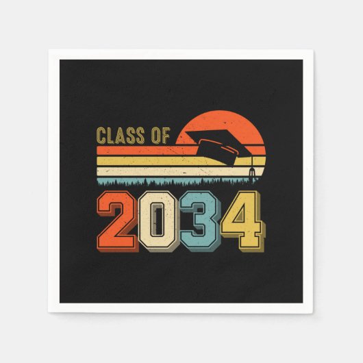 2034年のクラスは私と一緒に成長する前Kの大学院ヴィンテージ スタンダードカクテルナプキン (正面)