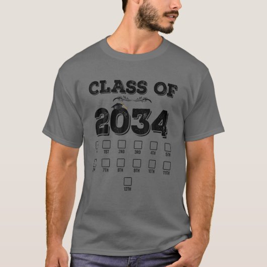 2034年のクラスは私と一緒に成長する学校の最初の日 Tシャツ (正面)