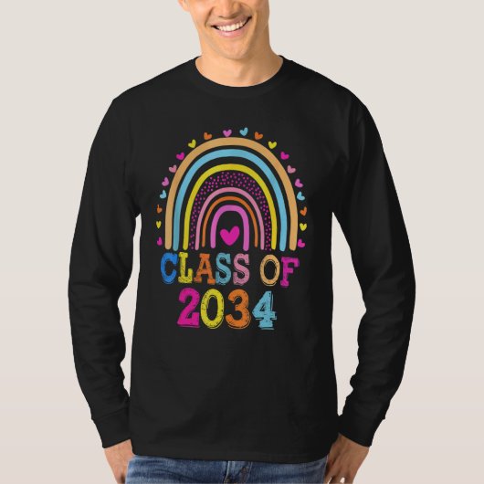 2034年のクラス私の卒業と一緒に虹が成長 Tシャツ (正面)