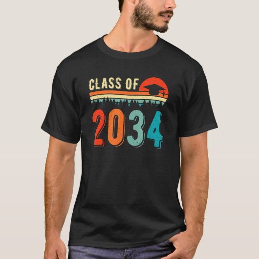2034年のシニア・クラス少年少女レトロ卒業生 Tシャツ (正面)