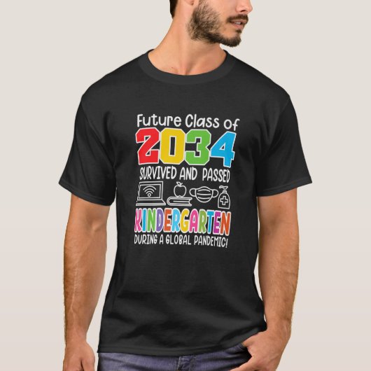 2034年の未来クラス私は卒業I幼稚園 Tシャツ (正面)