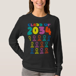 2034年カラフルクラスは私と一緒に成長するチェックリストGrad Tシャツ