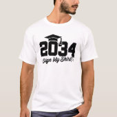 2034年クラス卒業サイン私のシャツ上級2034 Tシャツ (正面)