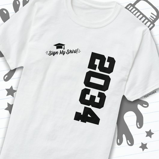 2034年クラス卒業サイン私のシャツ上級2034 Tシャツ