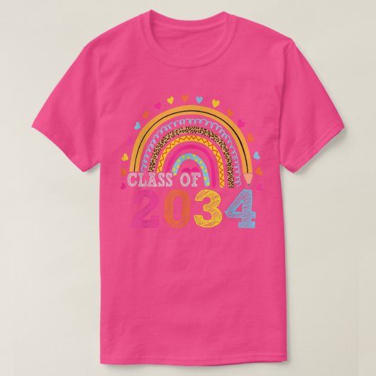 2034年レインボーヒョウ卒業幼稚園クラス Tシャツ (デザイン正面)