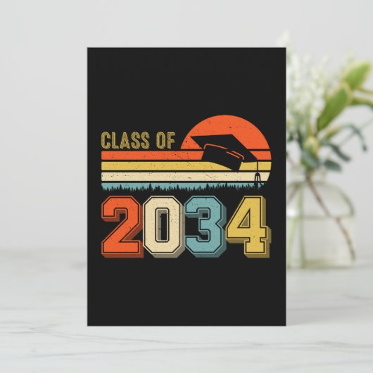 2034年度一緒に成長しよう プレスクール卒業 ヴィンテージ 招待状 (スタンド正面)