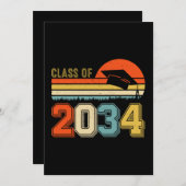 2034年度一緒に成長しよう プレスクール卒業 ヴィンテージ 招待状 (正面/裏面)