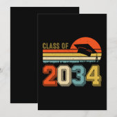 2034年度　一緒に成長しよう プレスクール卒業 ヴィンテージ 招待状 (正面/裏面)