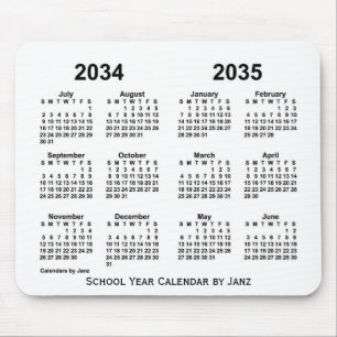 2034-2035ホワイトスクールの年カレンダーbyヤンツ マウスパッド