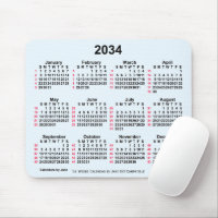 2034 Alice Blue 52週間ISOカレンダー(Janz) マウスパッド | Zazzle.co.jp