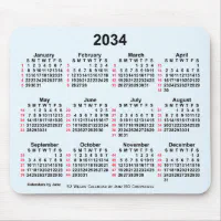 2034 Alice Blue 52週間ISOカレンダー(Janz) マウスパッド | Zazzle.co.jp
