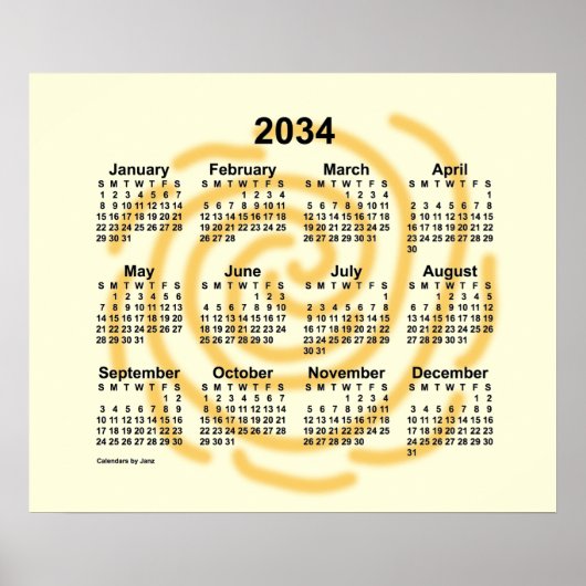 2034 Sunny Days Calendar by Janz Poster ポスター (正面)