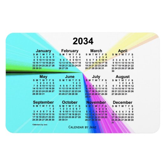 2034 Vanishing Point Calendar by Janz 4x6マグネット マグネット (横)