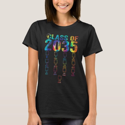 2035年のクラスはCheckmarの宇宙で成長 Tシャツ (正面)