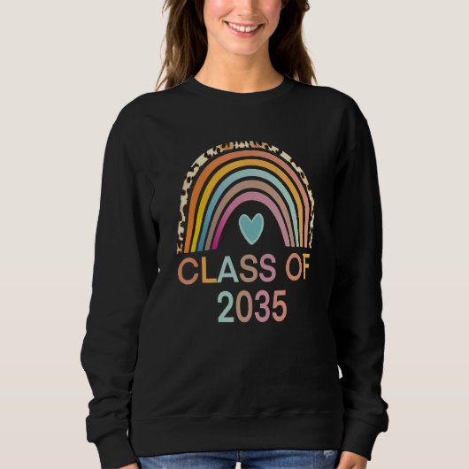 2035年のクラスRainbow Leopard Pre-K Grow With Me G スウェットシャツ (正面)