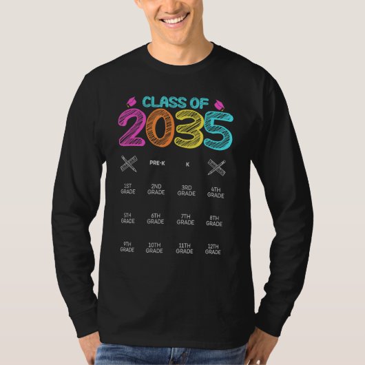 2035年クラス卒業1日目が成長 Tシャツ (正面)
