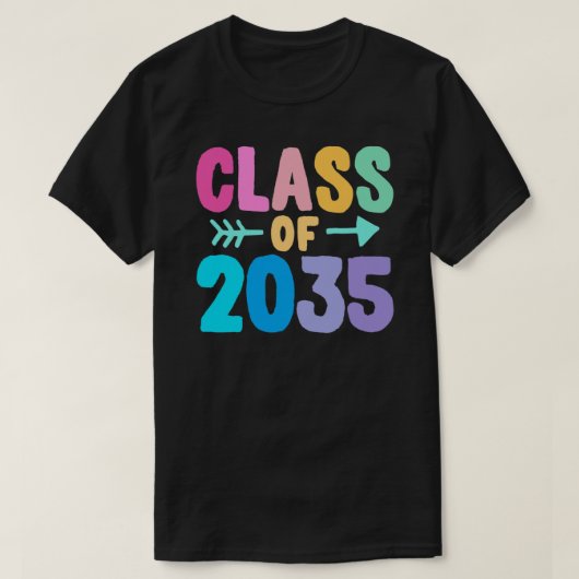 2035年クラス卒業Tシャツで成長 Tシャツ (デザイン正面)