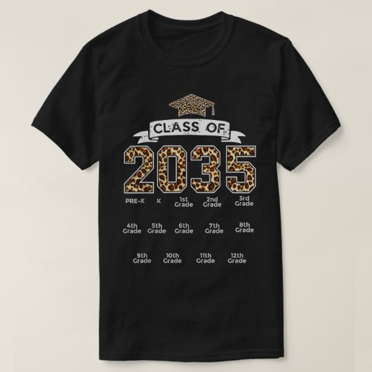 2035年クラス私と成長Handprint Leopard PreK Tシャツ (デザイン正面)