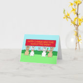 2035年中国ののうさぎ漫画の新年 カード (黄色い花)