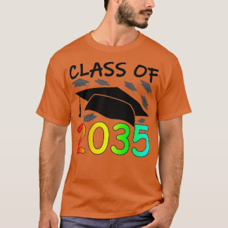 2035年卒業クラスの手プリント宇宙PreK 12 Tシャツ