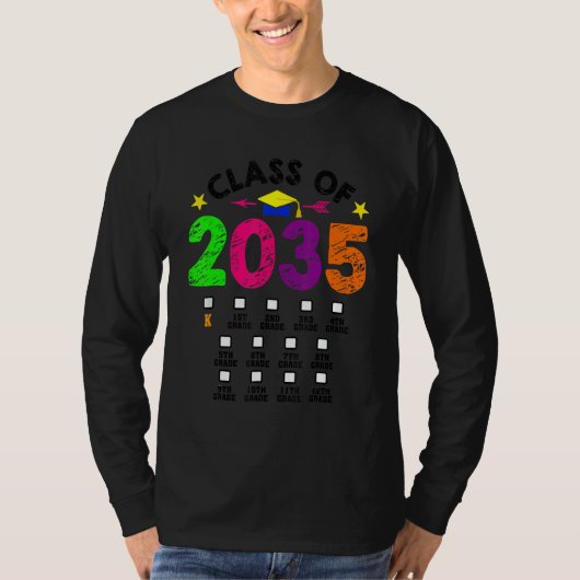 2035年卒業 プレKから12年生まで 成長する記念の手形ギフト Tシャツ (正面)