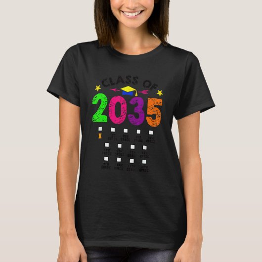 2035年卒業 プレKから12年生まで 成長する記念の手形ギフト Tシャツ (正面)
