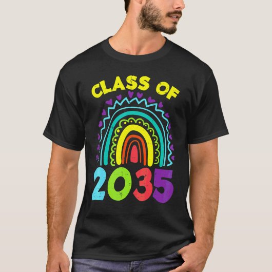 2035年卒業 レインボー 最初 最後 卒業式 Tシャツ (正面)