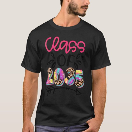 2035年卒 ヒョウ柄 幼稚園の初日 スクエア Tシャツ (正面)