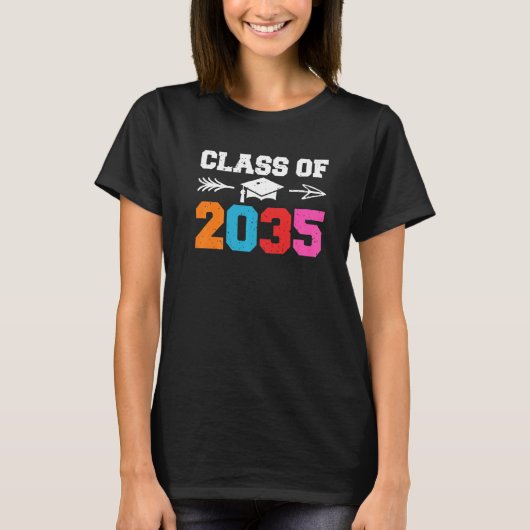 2035年度のレパードプレキッズクラス　私と一緒に成長しよう　卒業 Tシャツ (正面)