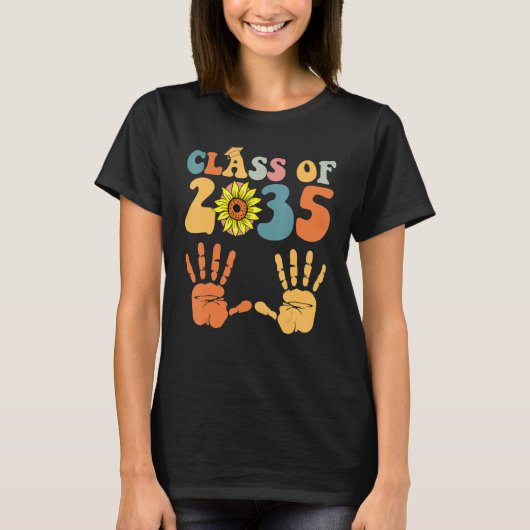2035年度 仲間と一緒に成長しよう プレK~高校12年生の手形 Tシャツ (正面)