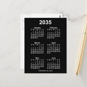 2035年 ネオン ホワイト 6か月 ミニ カレンダー（Janz） ポストカード