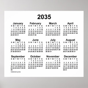 2035年 ホワイト カレンダー(Janz Print) ポスター