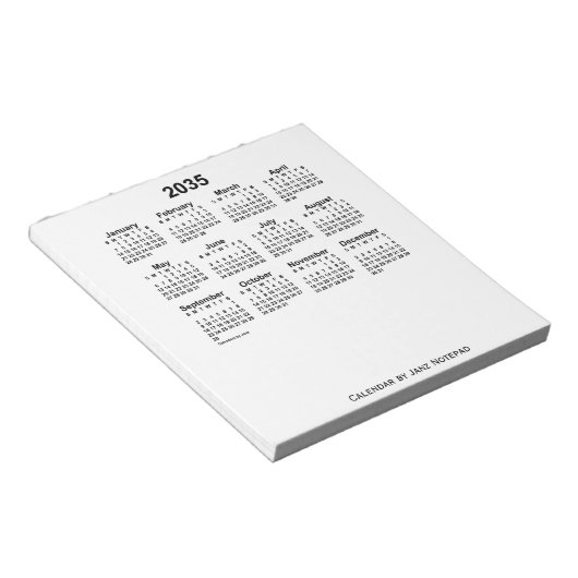 2035 White Calendar by Janz Notepad ノートパッド (アングル)