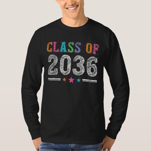 2036年のクラスは私と一緒に成長する最初の日の学校卒業生 Tシャツ (正面)