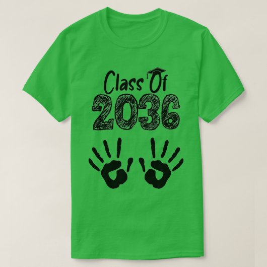 2036年のクラスは私と一緒に成長PreKバックで手印刷 Tシャツ (デザイン正面)